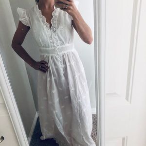 bohemian eyelet white maxi dress